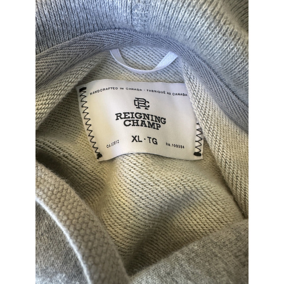 Reigning Champ Lockup Pullover Hoodie Heather Grey Spellout Sweatshirt XL *Flaw - Picture 11 of 15